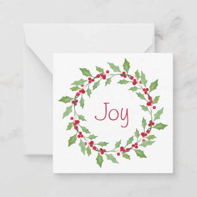 Carte De Correspondance Aquarelle Holly Wreath (Devant)
