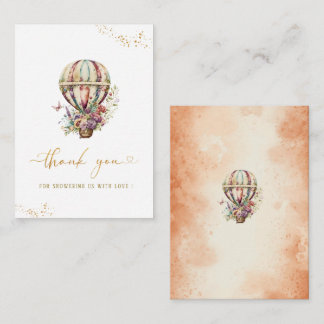 Carte De Correspondance Aquarelle Hot Air Ballon rouille or merci