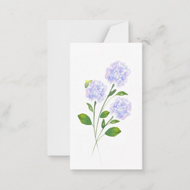 Carte De Correspondance Aquarelle Hydrangea tiges florales (Devant)