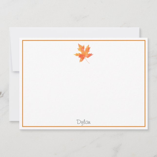 Carte De Correspondance Aquarelle jaune orange Feuille d'érable (Devant)