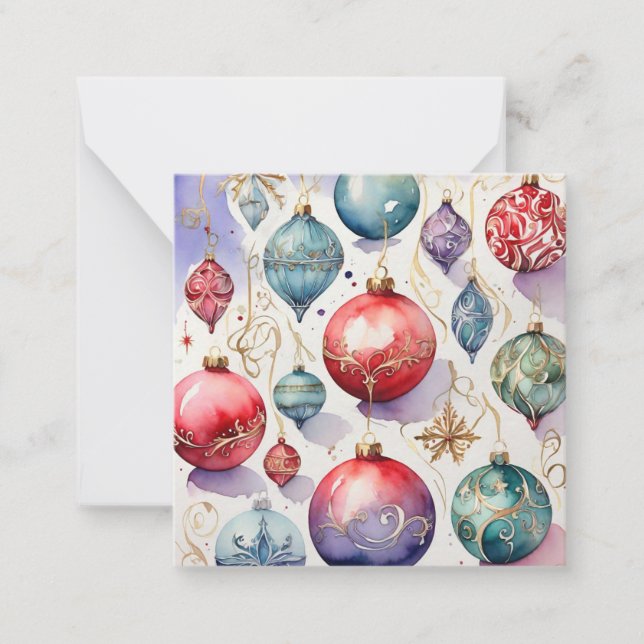 Carte De Correspondance Aquarelle Joyeux Noël Bauble (Devant)