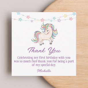 Carte De Correspondance aquarelle licorne merci fille 1er anniversaire