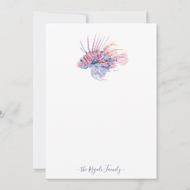 Carte De Correspondance Aquarelle Lionfish Papier à lettres personnalisé (Devant)