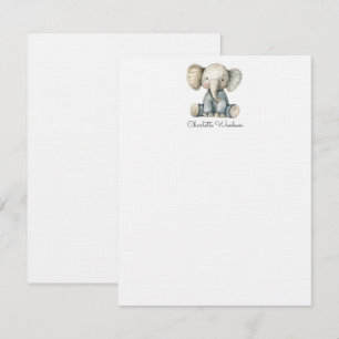 Carte De Correspondance Aquarelle Little Elephant Personnalisé