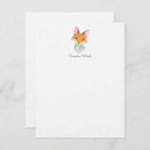 Carte De Correspondance Aquarelle Little Woodland Fox personnalisée