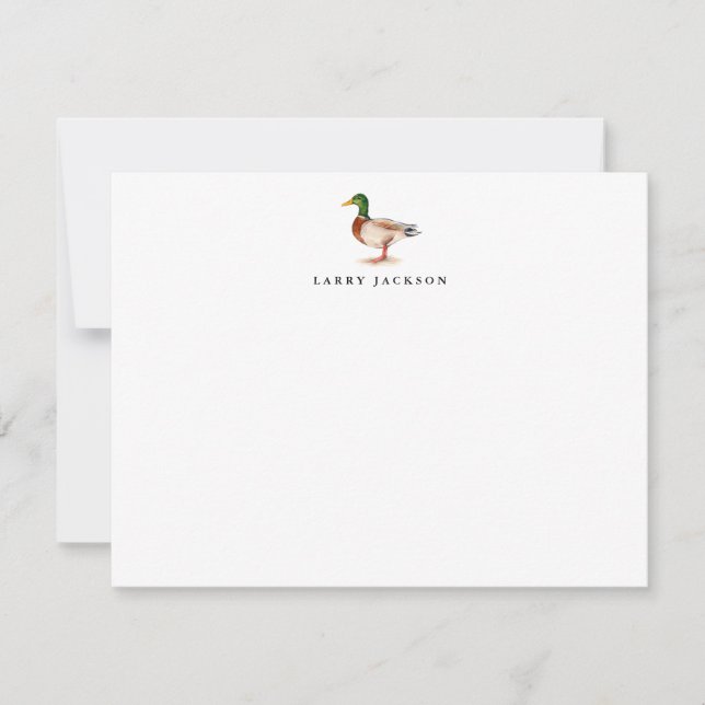 Carte De Correspondance Aquarelle Mallard plat personnalisé (Devant)