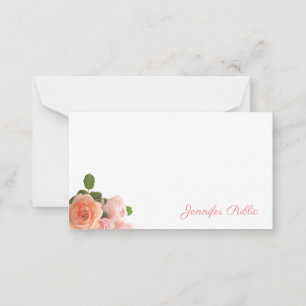 Carte De Correspondance Aquarelle manuscrite Rose Pastel Couleurs tendance