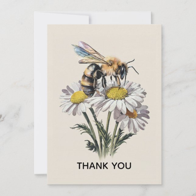 Carte De Correspondance Aquarelle Miel Abee Merci (Devant)