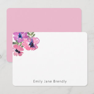 Carte De Correspondance Aquarelle moderne personnalisée Rose Floral