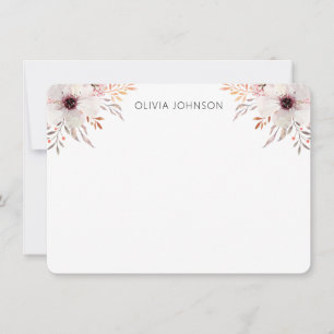 Carte De Correspondance Aquarelle moderne Rustique rose Floral Personnalis