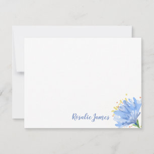 Carte De Correspondance Aquarelle moderne simple Fleur bleue personnalisée