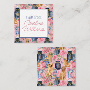 Carte De Correspondance Aquarelle Palm Beach Golden Retrivers Ginger Jar