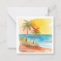 Aquarelle Pastel Palmier Tropical Jaune