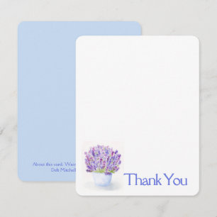 Carte De Correspondance Aquarelle peinte à la main Lavande MERCI floral