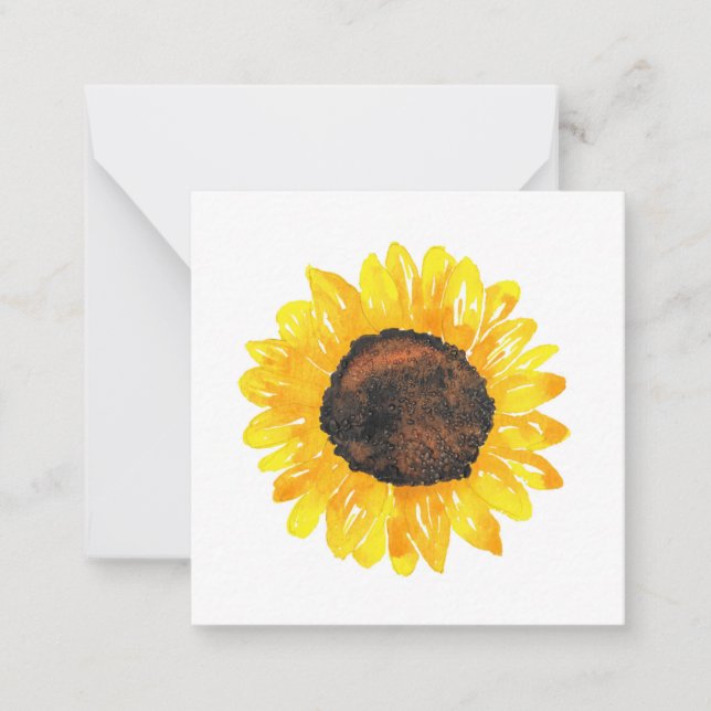 Carte De Correspondance Aquarelle peinte à la main Tournesol 2 (Devant)