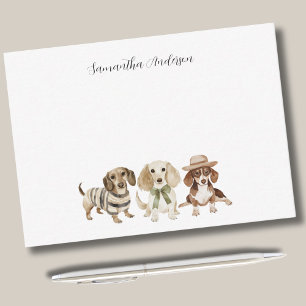 Carte De Correspondance Aquarelle personnalisée à 3 chiens