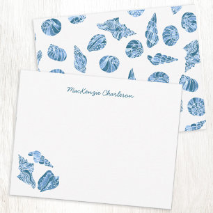 Carte De Correspondance Aquarelle personnalisée de coquillages marins côti
