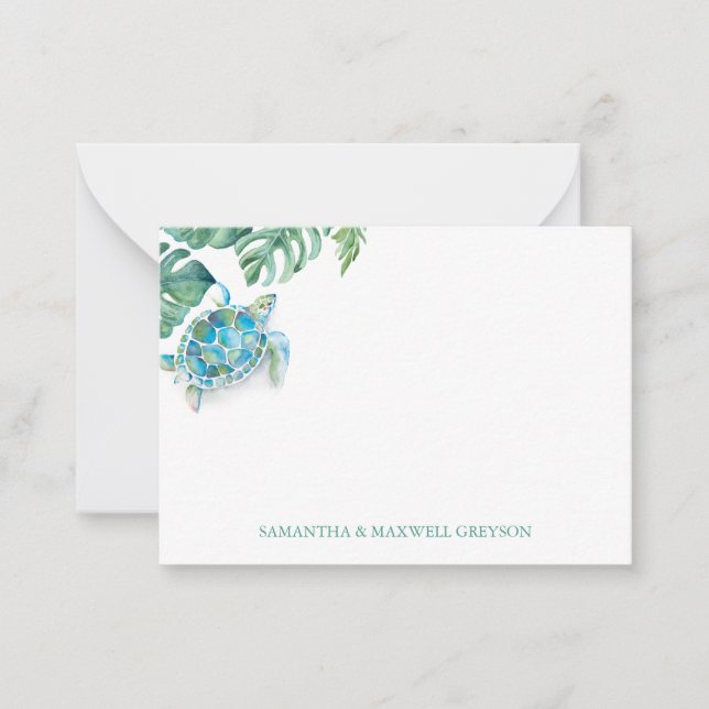 Carte De Correspondance Aquarelle personnalisée de la tortue marine (Devant)