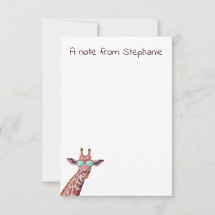 Carte De Correspondance Aquarelle Personnalisée Giraffe violet drôle