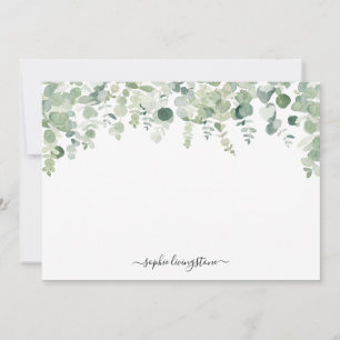 Carte De Correspondance Aquarelle personnalisée Vert Eucalyptus Feuilles