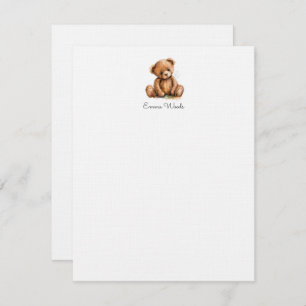 Carte De Correspondance Aquarelle Petit Ours En Teddy Personnalisé