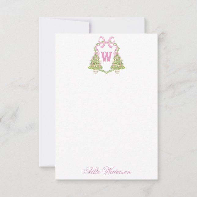 Carte De Correspondance Aquarelle Pink Nutcracker Monogram Crest (Devant)