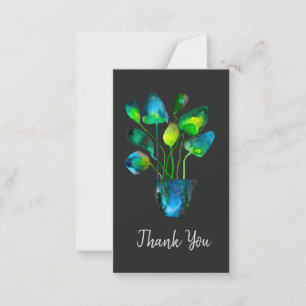 Carte De Correspondance Aquarelle plante art vert et bleu abstrait