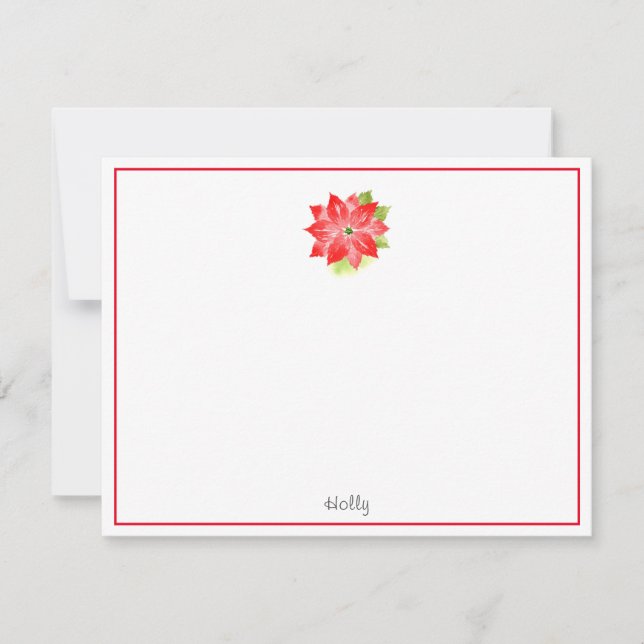 Carte De Correspondance Aquarelle Poinsettia (Devant)