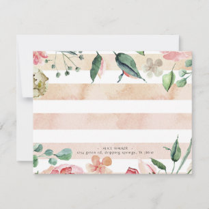Carte De Correspondance aquarelle rayures ressort floraison