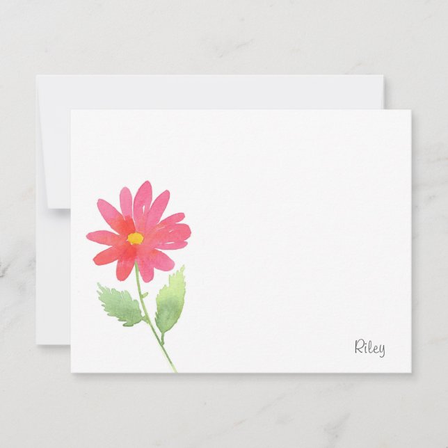 Carte De Correspondance Aquarelle rose corail (Devant)