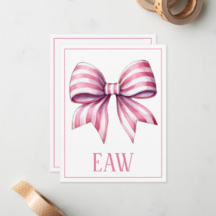 Carte De Correspondance Aquarelle rose et blanche de la côte Monogramme de