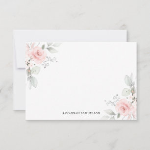 Carte De Correspondance Aquarelle rose Fleur Roses personnels   Vide