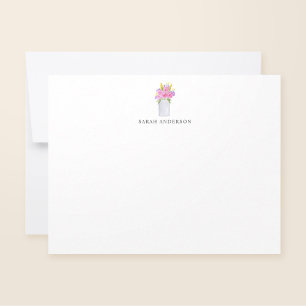 Carte De Correspondance Aquarelle rose Floral Mason Jar Personnalisé
