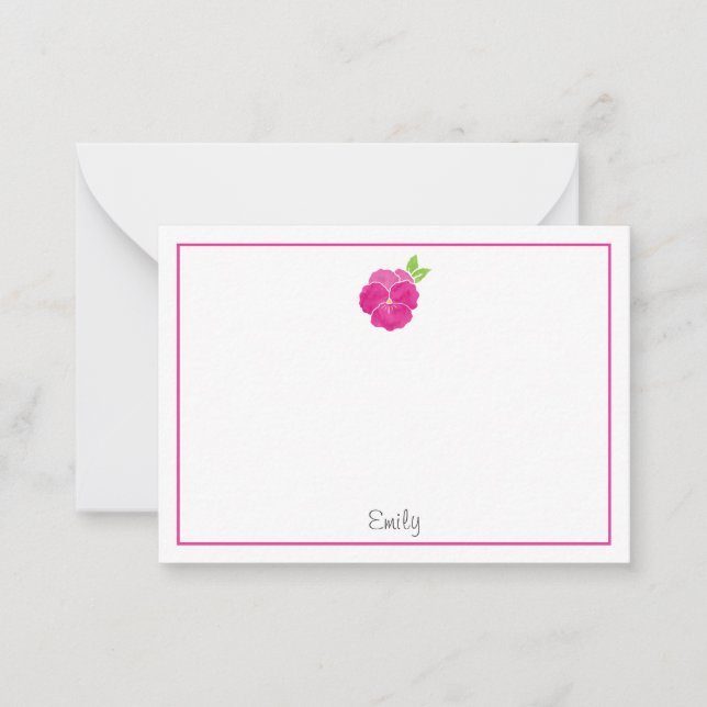 Carte De Correspondance Aquarelle rose magenta Pansy (Devant)