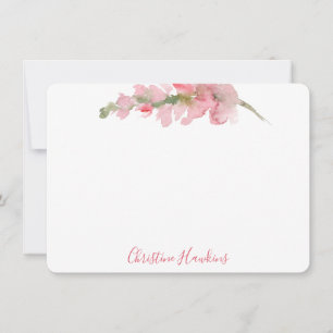 Carte De Correspondance Aquarelle rose pâle personnalisée Fleur florale