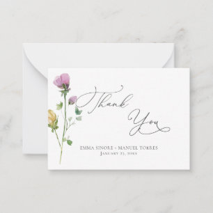 Carte De Correspondance Aquarelle Rustique Jardin Rose Merci