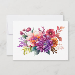 Carte De Correspondance Aquarelle simple et élégante Bouquet floral plat