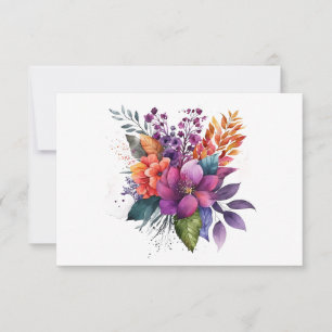 Carte De Correspondance Aquarelle simple et élégante Bouquet floral plat