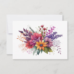 Carte De Correspondance Aquarelle simple et élégante Bouquet floral plat