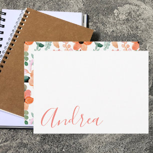 Carte De Correspondance Aquarelle simple et élégante Floral moderne