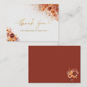 Carte De Correspondance Aquarelle terre cuite or floral merci