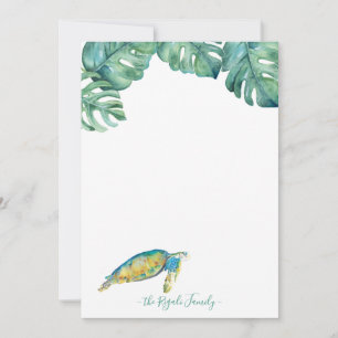 Carte De Correspondance Aquarelle Tortue de mer Stationery personnalisée