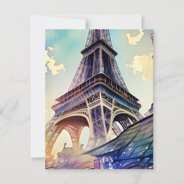 Carte De Correspondance Aquarelle Tour Effet Paris (Devant)