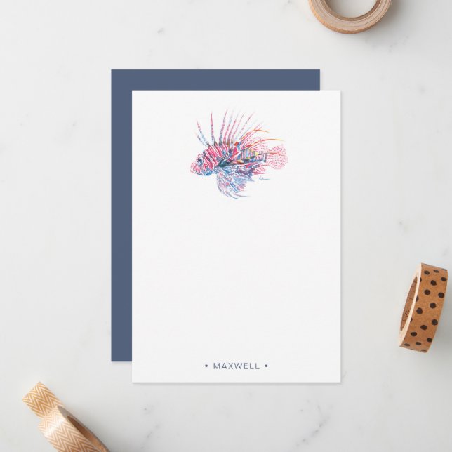 Carte De Correspondance Aquarelle Tropical Fish Personnalisé (Devant/Arrière en situation)