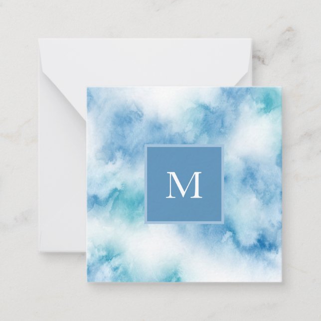 Carte De Correspondance Aquarelle Turquoise bleue Abstraite (Devant)