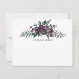 Carte De Correspondance Aquarelle verte de Burgundy Grey Monogramme floral
