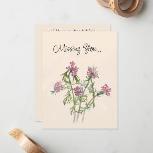 Carte De Correspondance Aquarelle vintage Fleur sauvage rose