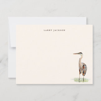 Carte De Correspondance Aquarelle vintage Héron Personnalisé Plat
