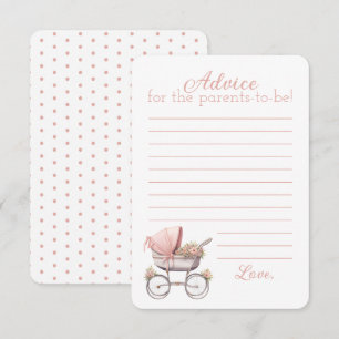 Carte De Correspondance Aquarelle vintage Pink Baby Carriage Conseils bébé