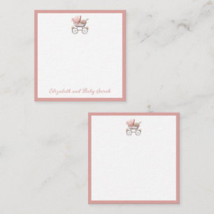 Carte De Correspondance Aquarelle vintage Porte-bébé rose Personnalisé